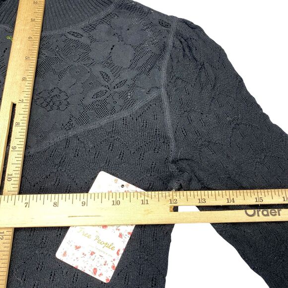 Free People Sweater Womens S/P Black Boho Moto Goth MSRP: $98.00 - Picture 11 of 16